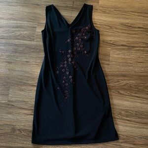 VTG Y2K black & red floral glitter whimsigoth moody LBD cocktail dress size S